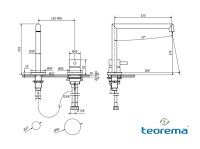 MEDIDAS MONOMANDO LAVABO con MANDO SEPARADO FORTY 5 TEOREMA